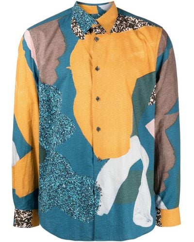 Paul Smith Overhemd Met Bloemenprint - Blauw