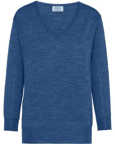 Prada Vネック セーター - ブルー