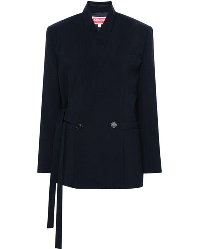 KENZO Overlapping-panel Tied Blazer - Blue