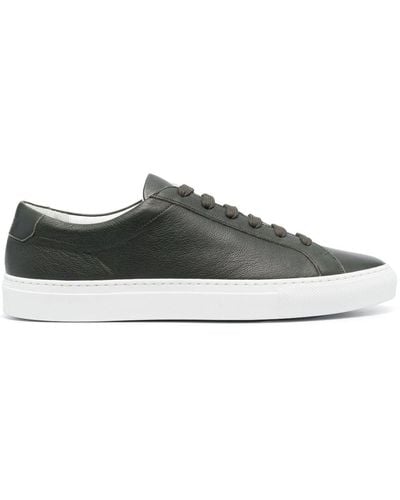 Moorer Logo-embossed Leather Trainers - Grey