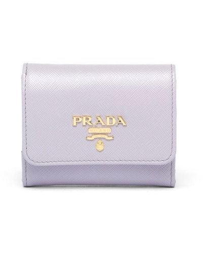 Prada Logo-lettering Saffiano Leather Wallet - White