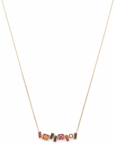 Suzanne Kalan Rose Gold Rainbow Sapphire Necklace - Pink
