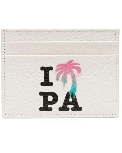 Palm Angels Porte-cartes I Love PA en cuir - Blanc
