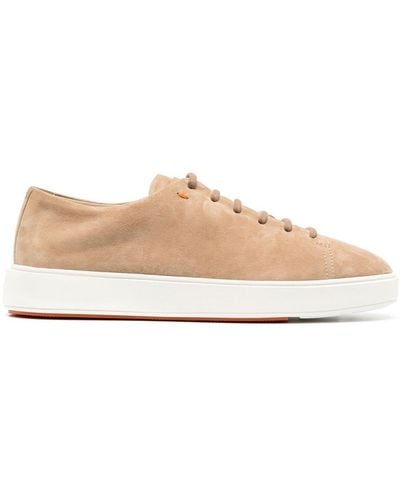 Santoni Suede Low-top Trainers - Natural