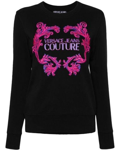 Versace Jeans Couture Barocco Logo-print Cotton Sweatshirt - Black