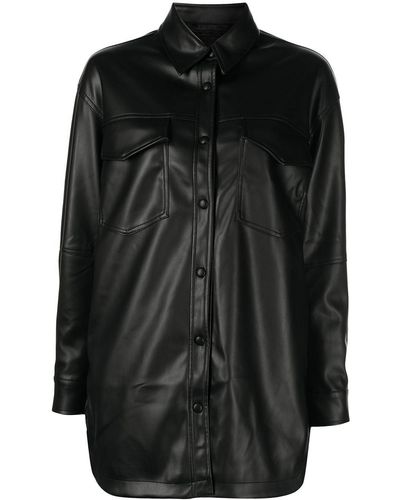 Apparis Long-sleeve Leather-look Shirt - Black