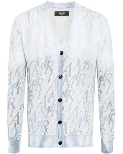 Amiri Intarsia-knit V-neck Cardigan - White