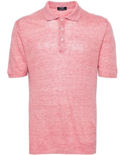 Barba Napoli Mélange Linen Polo Shirt - Pink