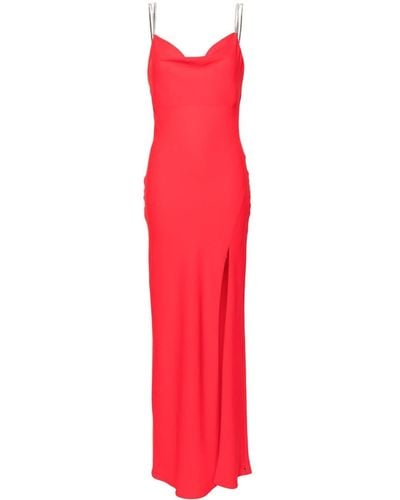 Nissa Rhinestoned Open-back Maxi Dress - Red