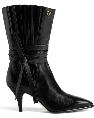 DSquared² Logo-plaque Self-tie Leather Boots - Black