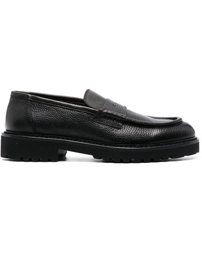 Doucal's Pebbled Leather Loafers - Black