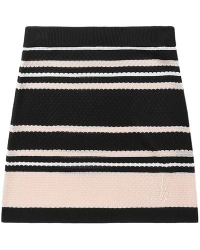 Amiri Striped Pointelle-knit Skirt - Black