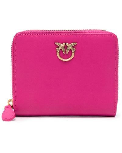 Pinko Logo Plaque Zip Around Wallet - Pink