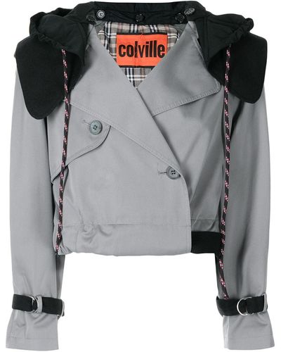Colville Up-cycled Trench Cropped Jacket - Grey