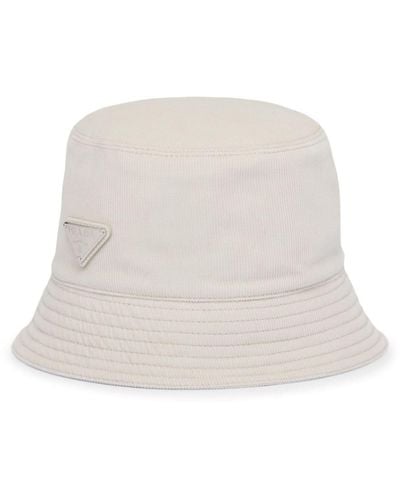 Prada Fischerhut mit Triangel-Logo - Weiß