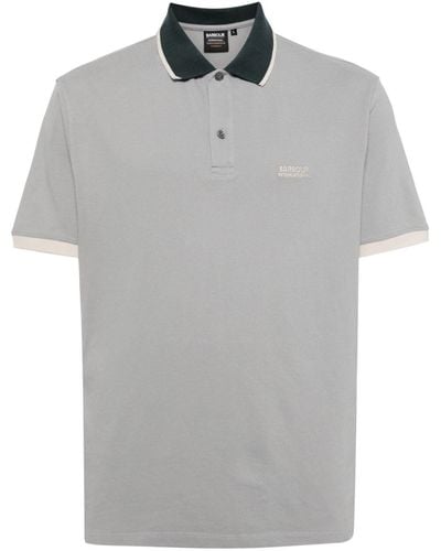 Barbour Howall Contrast-collar Cotton Polo Shirt - Grey
