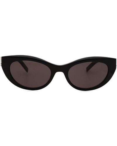 Saint Laurent Logo-lettering Cat-eye Frame Sunglasses - Brown