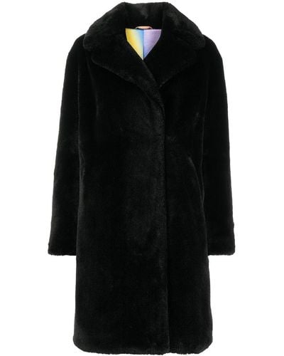 Apparis Doppelreihiger Mantel aus Faux Fur - Schwarz
