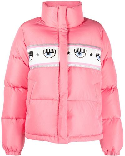 Chiara Ferragni Eyelike-print Padded Jacket - Pink