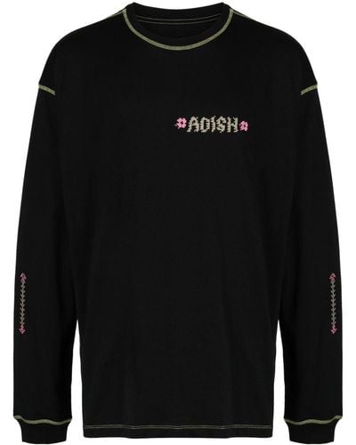 Adish Camiseta Tatreez con logo bordado - Negro