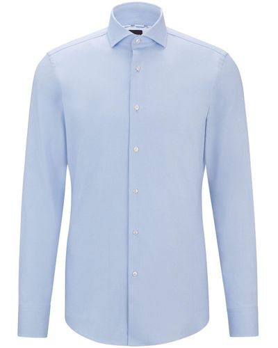 BOSS Patterned-jacquard Shirt - Blue