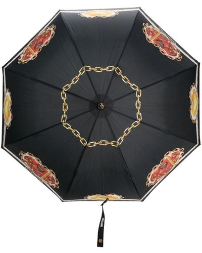 Moschino Regenschirm mit Herz-Print - Schwarz