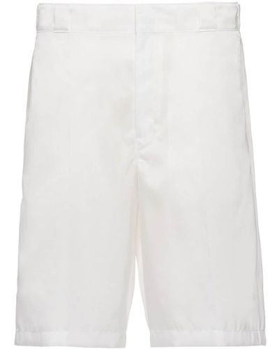 Prada Re-nylon Logo Plaque Shorts - White