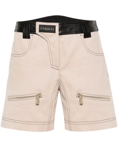 Pinko Scilla Panelled-leather Shorts - Natural