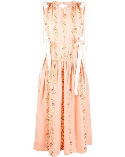 Agua Bendita Floral-print Sleeveless Dress - Pink