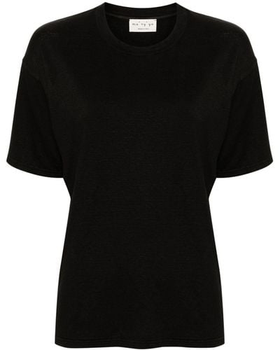 Ma'ry'ya Crew-neck Linen T-shirt - Black