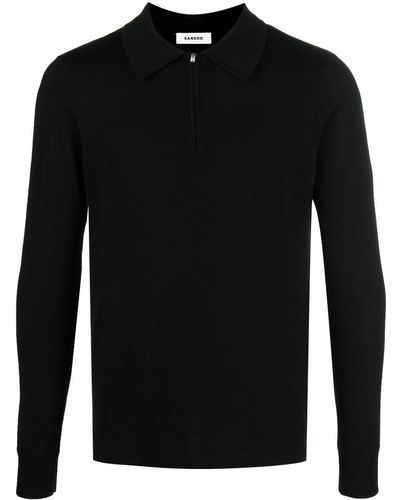 Sandro Fine-knit Long-sleeve Sweater - Black