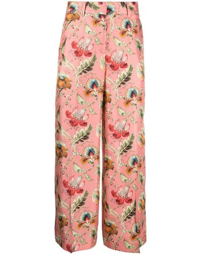 Alberto Biani Floral Print Tailored Cropped Trousers - Pink