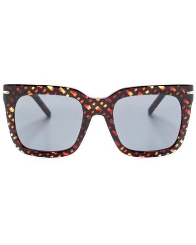 BOSS Monogram-pattern Square-frame Sunglasses - Brown