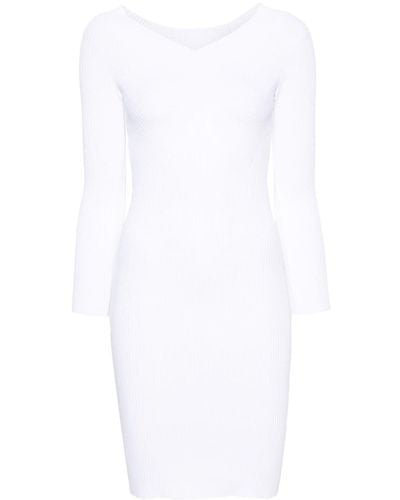 Alberta Ferretti Knitted V-neck Dress - White