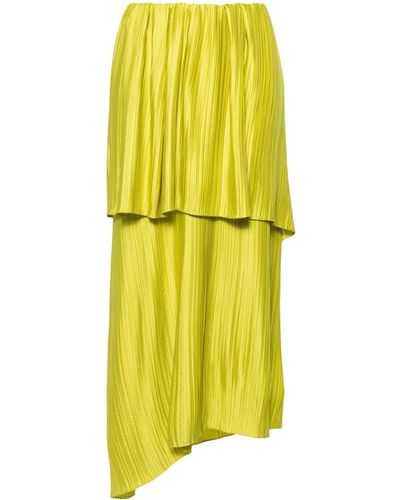 Christian Wijnants Sefu Plissé-effect Midi Skirt - Yellow