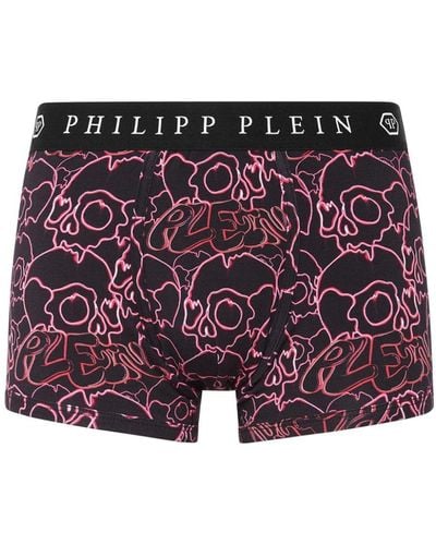 Philipp Plein Skull-print Logo-waistband Boxers - Purple
