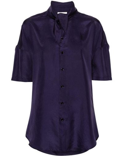 Lemaire Scarf-detail Silk Shirt - Blue