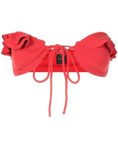 Clube Bossa Bandara Ruffled Strapless Bikini Top - Red