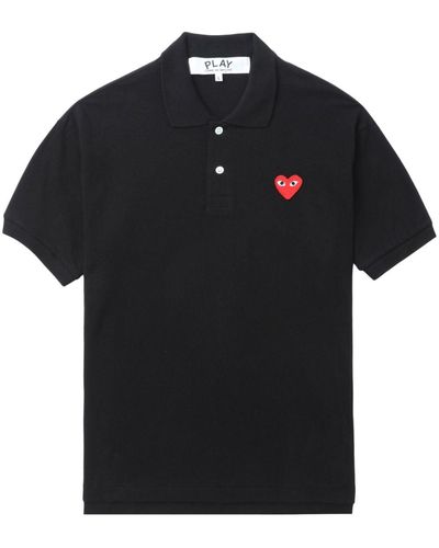 COMME DES GARÇONS PLAY Heart-appliqué Cotton Polo Shirt - Black