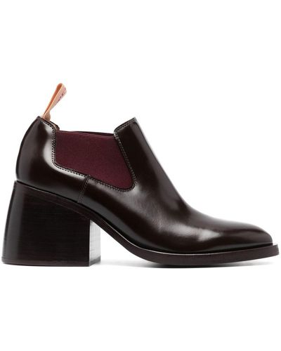 See By Chloé Patent 85mm Block-heel Court Shoes - Brown