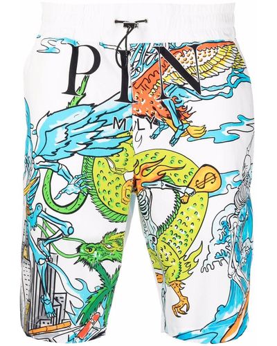 Philipp Plein Shorts Met Print - Wit