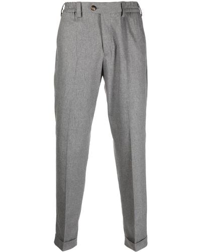 PT Torino Mid-rise Cropped-leg Trousers - Grey