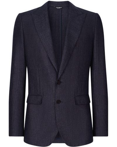 Dolce & Gabbana Single-breasted Linen-blend Blazer - Blue