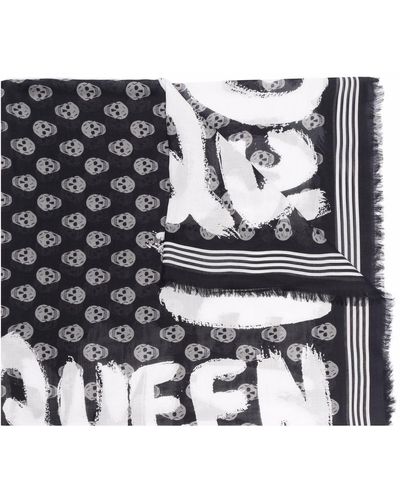 Alexander McQueen Schal mit Totenkopf-Print - Schwarz