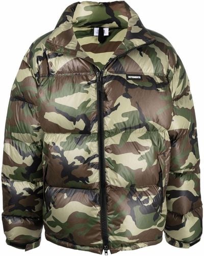 Vetements Camouflage-print Logo Puffer Jacket - Green