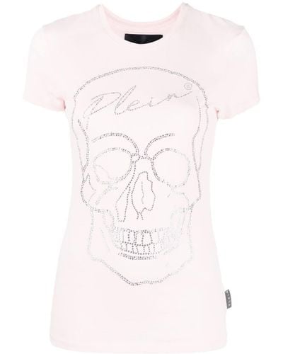 Philipp Plein Camiseta Crystal Skull - Rosa