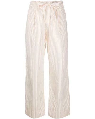 Tekla Stripe-pattern Organic Cotton Pants - White