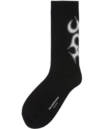 FIVE CM Intarsia-knit Calf Socks - Black