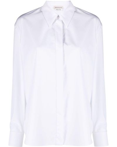Alexander McQueen Hemd mit spitzem Kragen - Weiß