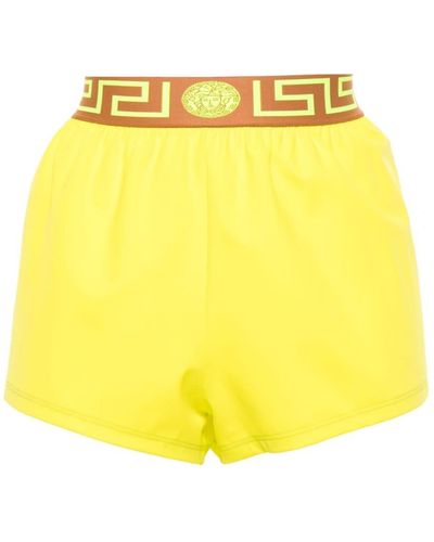 Versace Greca-border Swim Shorts - Yellow